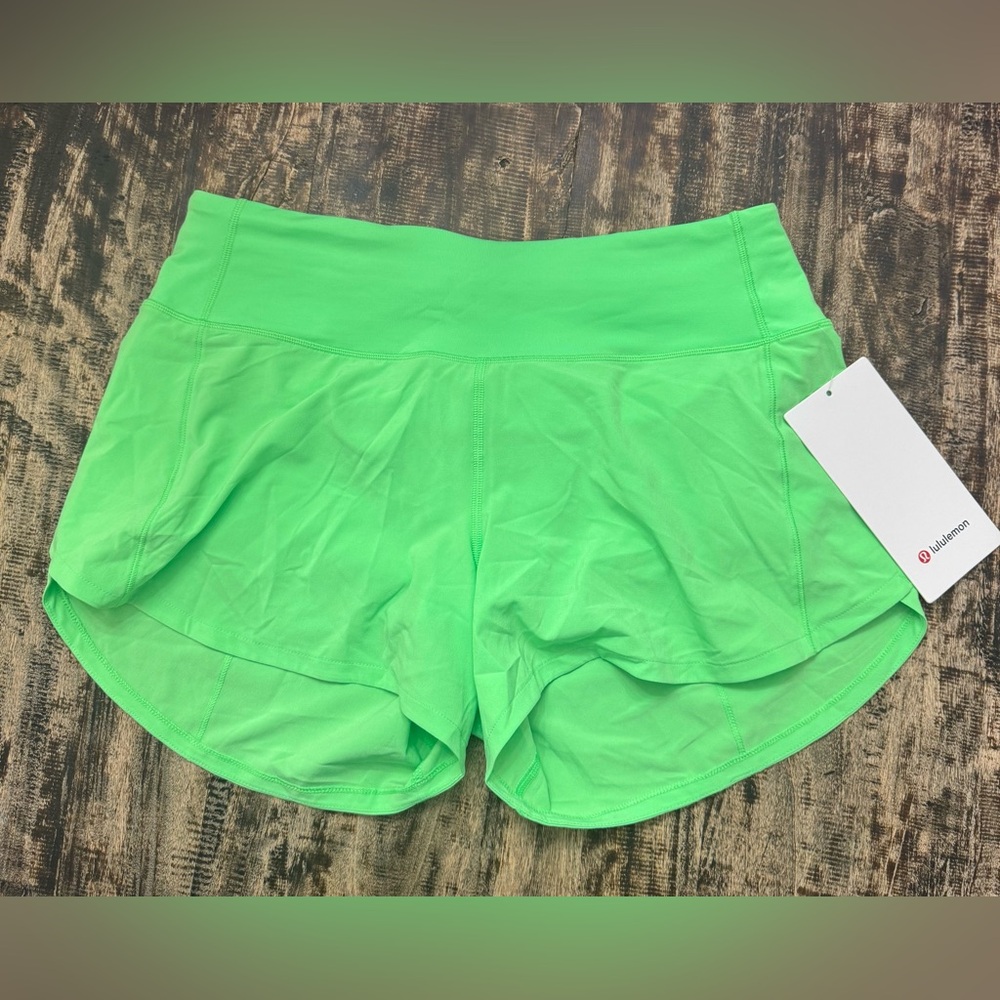 Lululemon Speed Up Short Mid Rise Vibrant Green Athletic Shorts